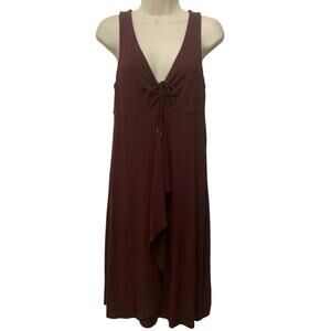 Tommy Bahama Burgundy Dress Womens S Empire Waist Ruched Knee Length Stretch